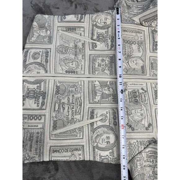 VTG RARE 90s Pelle Moda White Leather Money Print Jacket Sz L Currency $$$ - Picture 12 of 16
